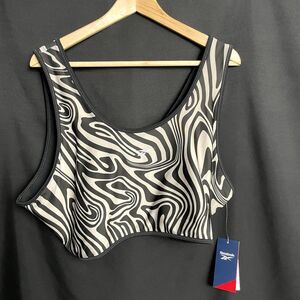 Women's NWT Reebok Reversible Modern Safari Bralette in Black and Gray Size 4XL